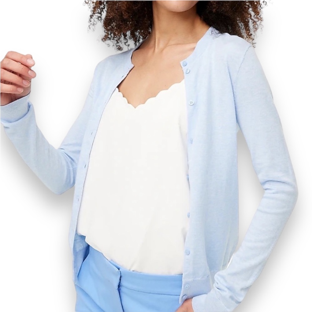 NWT J. Crew classic cotton cardigan size medium light blue NEW Heather sky blue